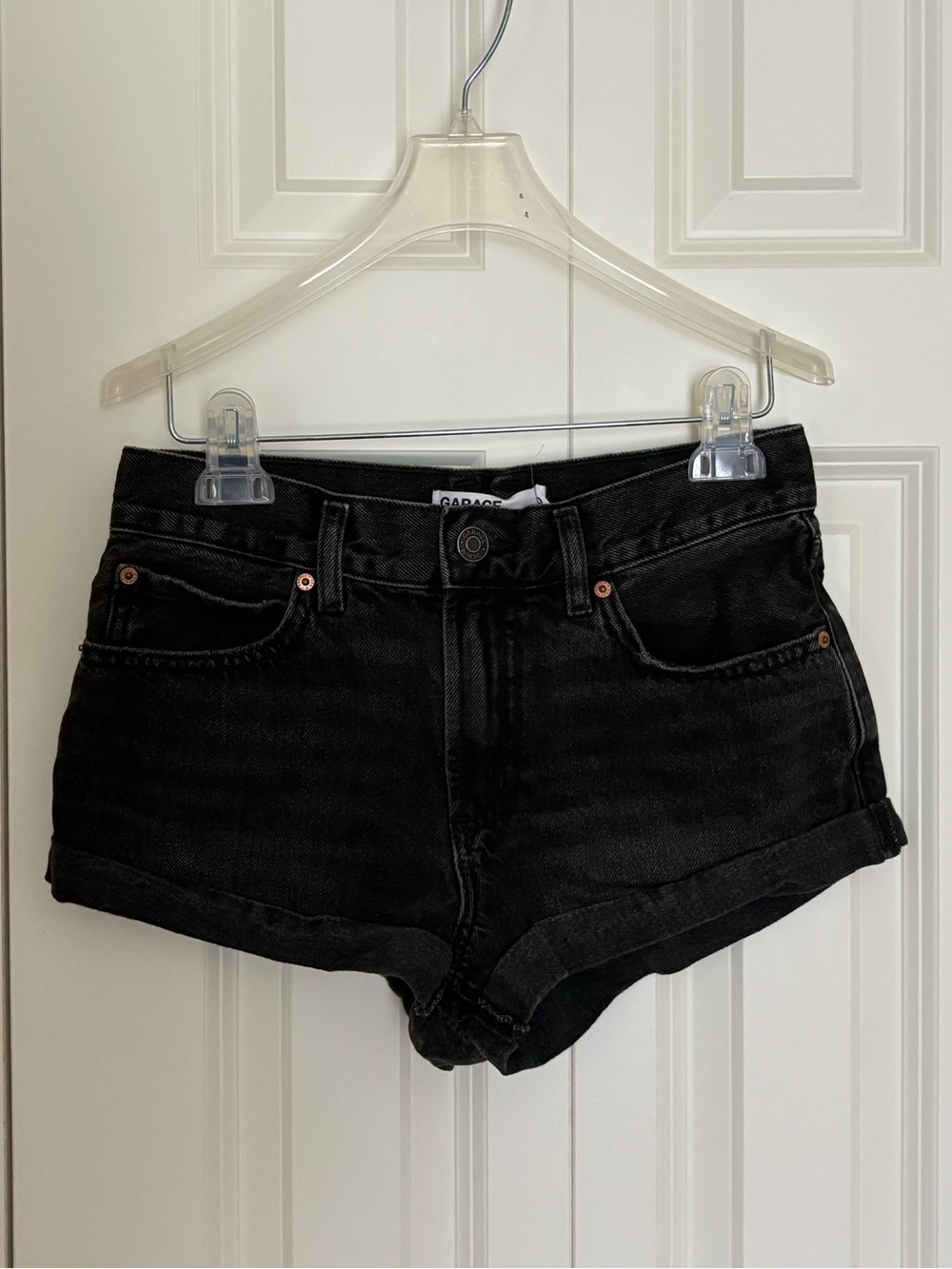 GARAGE Low Rise Cuffed Denim Shorts